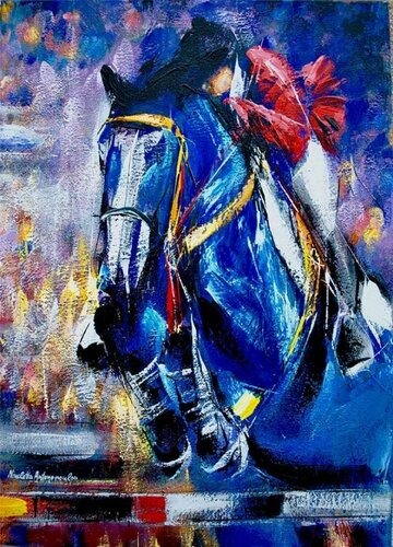 Blue horse riding Nikoletta Antonopoulou