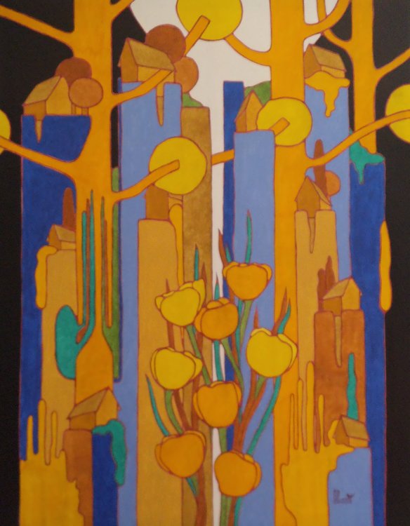 Les falaises bleues aux pavots Michel Marant