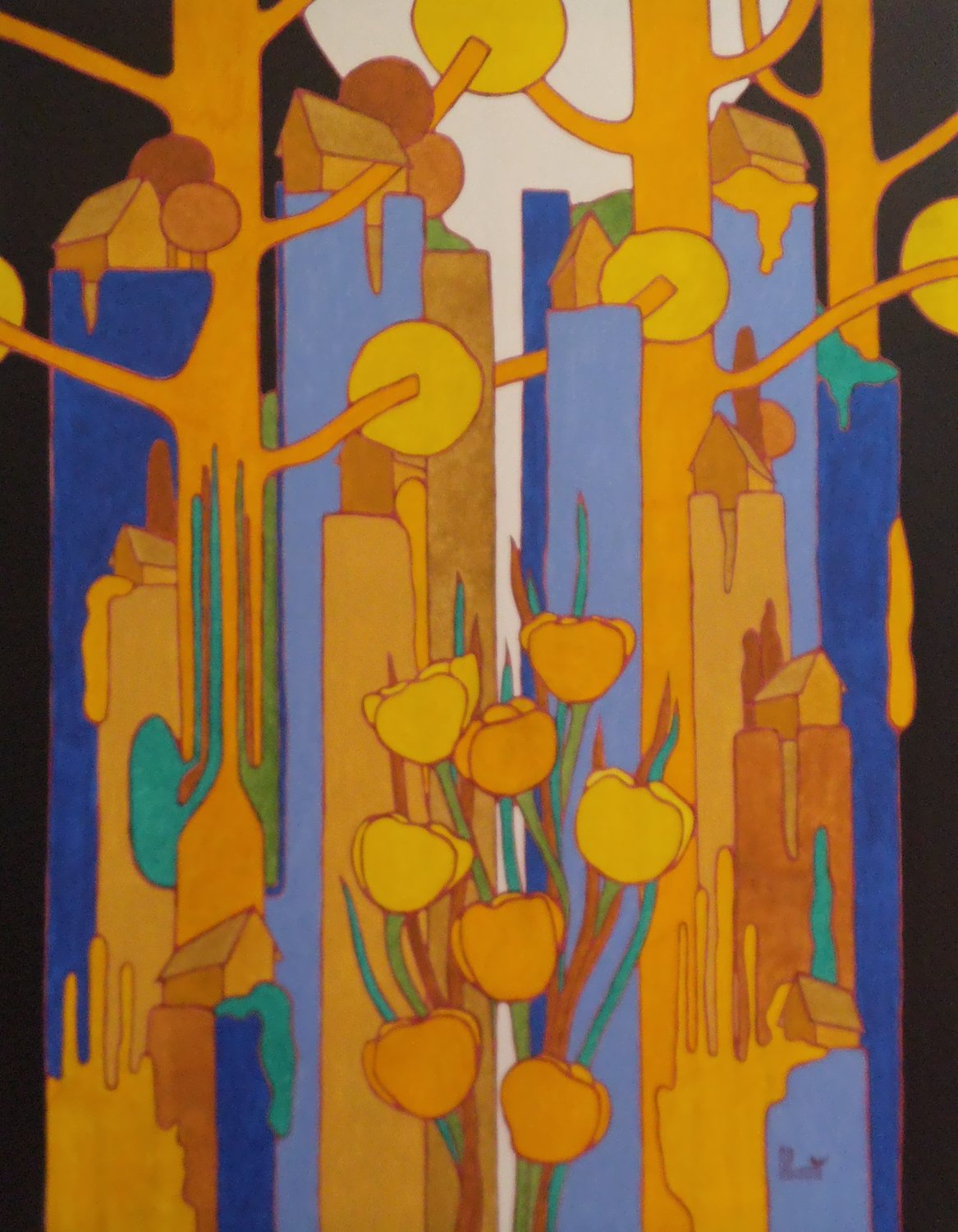 Les falaises bleues aux pavots Michel Marant