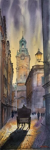 Gamla stan Stockholm van Igor Dubovoy, Werk op papier te koop op Singulart