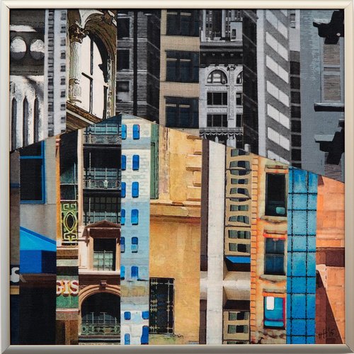 Patchwork City 15 van Marilyn Henrion, Schilderij te koop op Singulart