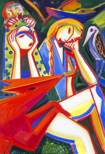 Expressive night in the forest, Gemälde by Maciej Cieśla, Painting for Sale on Singulart