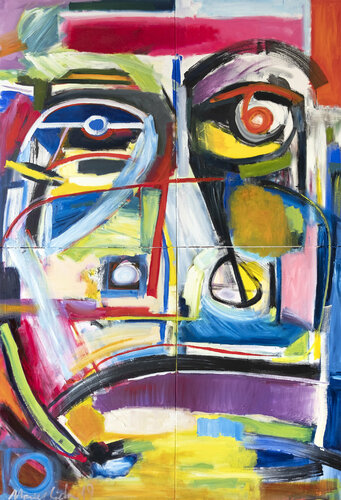 Tetraptych, abstraktes Porträt, Malerei  B 07 2019 big by Maciej Cieśla, Painting for Sale on Singulart