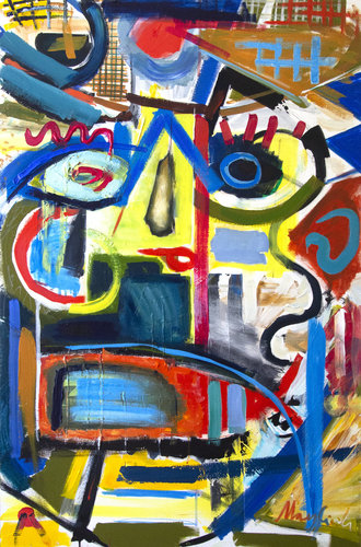 New year discount- woman in the hat 05 2019 abstrakt by Maciej Cieśla, Painting for Sale on Singulart