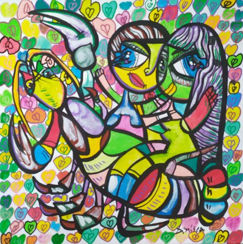 Zodiac in love - Cancer van Laurentiu Dimisca, Schilderij te koop op Singulart