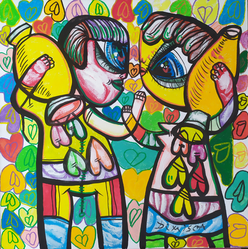 Zodiac in love - Aquarius by Laurentiu Dimisca, Painting for Sale on Singulart