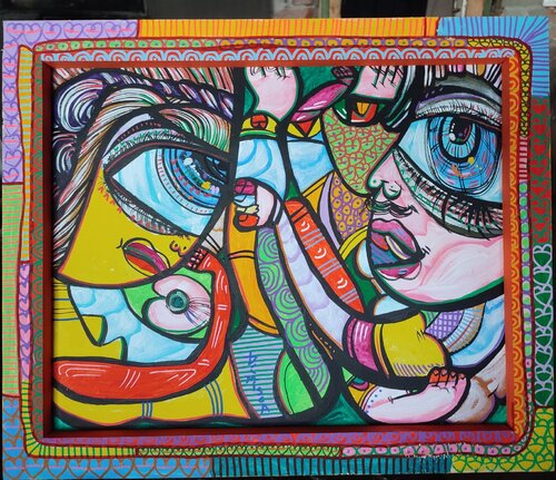"Honey, we don't fit in the picture anymore!?" van Laurentiu Dimisca, Schilderij te koop op Singulart