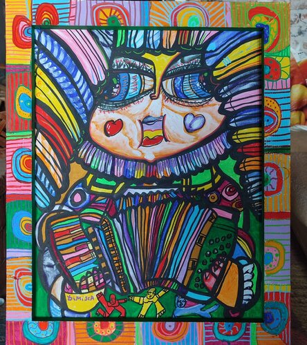 "The Great Accordionist" by Laurentiu Dimisca, Painting for Sale on Singulart