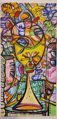 The Holy Grail or Table of Joy de Laurentiu Dimisca, Pintura a la venta en Singulart
