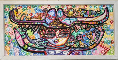 The Man with Huge Hat de Laurentiu Dimisca, Pintura a la venta en Singulart