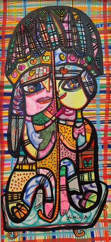 11.Rainig with Hearts van Laurentiu Dimisca, Schilderij te koop op Singulart