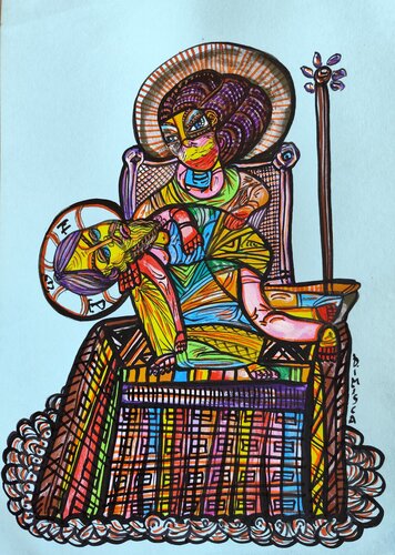 Pietà in the pandemic de Laurentiu Dimisca, Pintura a la venta en Singulart