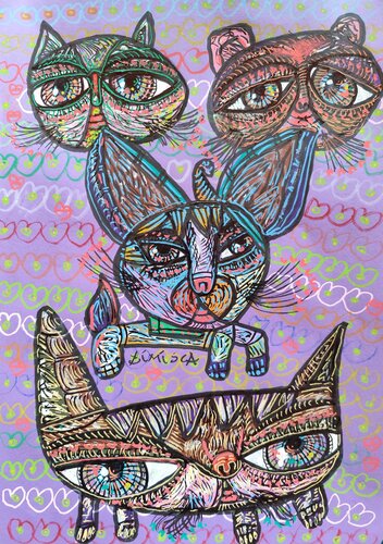 Aristocratic cats 3 von Laurentiu Dimisca, Malerei kaufen auf Singulart