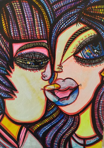 Kiss me,by the way..9 by Laurentiu Dimisca, Painting for Sale on Singulart