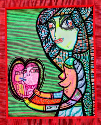 Little heart, little heart, who is my chosen one from the country? de Laurentiu Dimisca, Pintura a la venta en Singulart