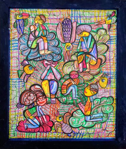 The thinkers in the heavens von Laurentiu Dimisca, Malerei kaufen auf Singulart