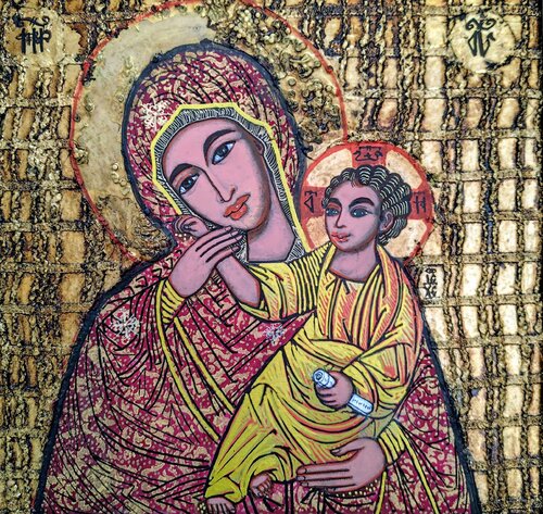 6."The Mother of God with the Child" di Laurentiu Dimisca, Pittura in vendita su Singulart