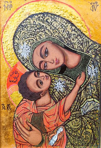 7."The Mother of God with the Child" par Laurentiu Dimisca, Peinture en vente sur Singulart