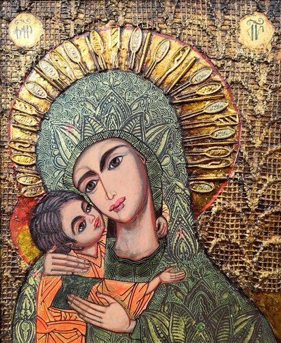 8."The Mother of God with the Child" par Laurentiu Dimisca, Peinture en vente sur Singulart