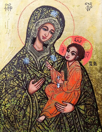 10.."The Mother of God with the Child" de Laurentiu Dimisca, Pintura a la venta en Singulart