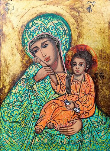 11."The Mother of God with the Child" van Laurentiu Dimisca, Schilderij te koop op Singulart