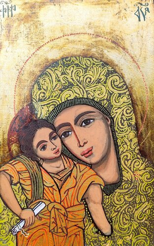 12."The Mother of God with the Child" par Laurentiu Dimisca, Peinture en vente sur Singulart