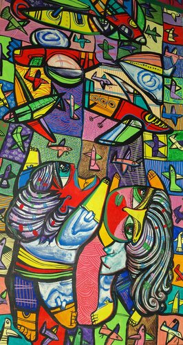 Motor plane, take me with you on a flight von Laurentiu Dimisca, Malerei kaufen auf Singulart