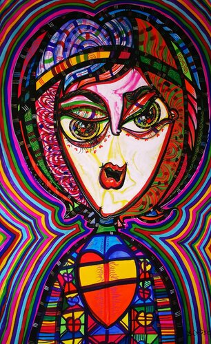 I love Romanian people 2 large singular painting L Dimisca von Laurentiu Dimisca, Malerei kaufen auf Singulart