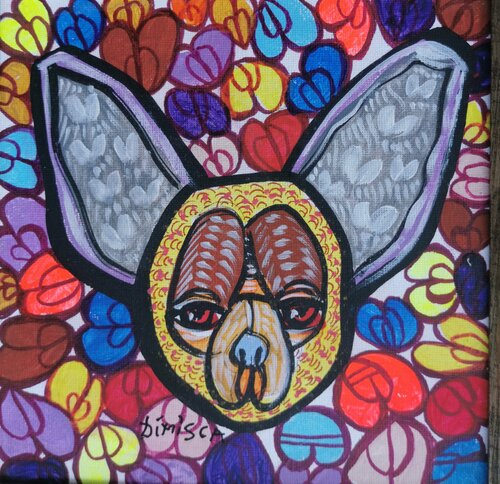 Loving dog 7 beautiful colorful framed dog composition by master L Dimisca von Laurentiu Dimisca, Malerei kaufen auf Singulart