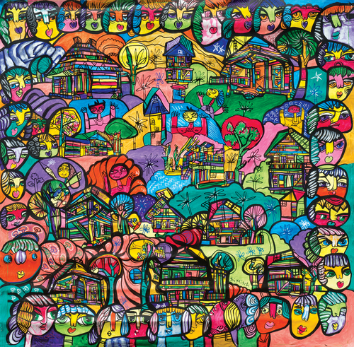 Village Bucharest von Laurentiu Dimisca, Malerei kaufen auf Singulart