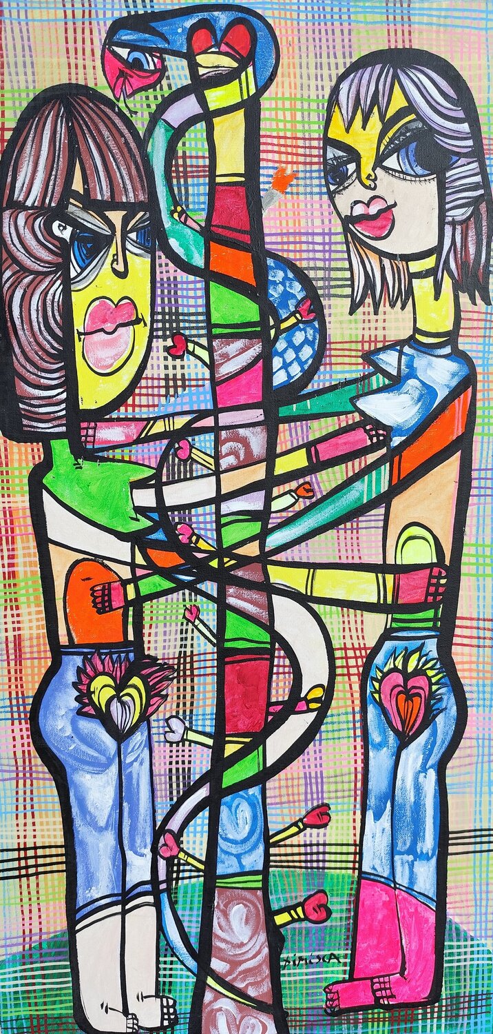 Erotism 9 Eva & Eva contemporary's Laurentiu Dimisca Origineel schilderij te koop