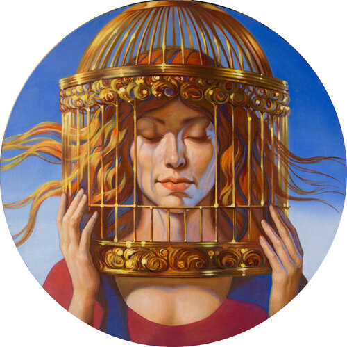 In a golden cage di Yaroslav Kurbanov, Pittura in vendita su Singulart