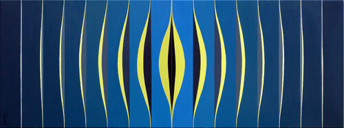 NACHT / Night - dark blue op art diptychon Painting Krisztina Dózsa-Farkas