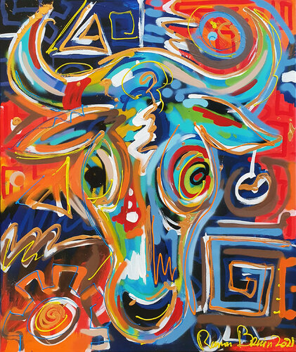 Year of Ox van Ramon Bruin, Schilderij te koop op Singulart