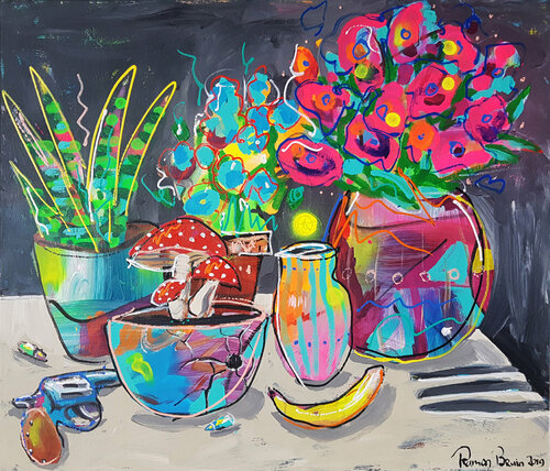 Bananadrama van Ramon Bruin, Schilderij te koop op Singulart