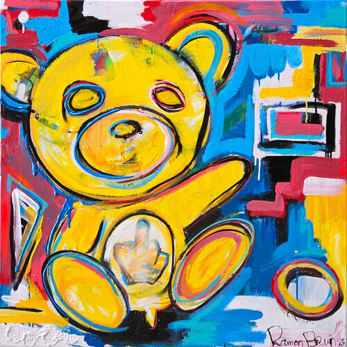 I Don't Care Bear van Ramon Bruin, Schilderij te koop op Singulart