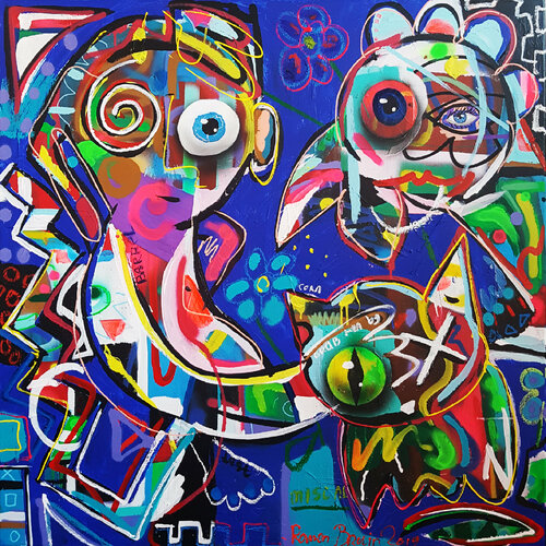 Cat, Monkey Chicken by Ramon Bruin, 회화 for Sale on Singulart
