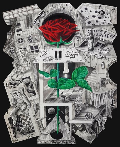 X-Ray Rose by Ramon Bruin, 소묘 for Sale on Singulart