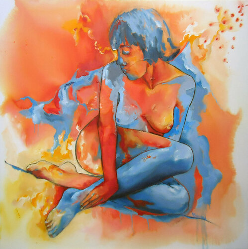 Mujer en naranja / Woman in orange / Femme en orange von Alicia Besada, Malerei kaufen auf Singulart