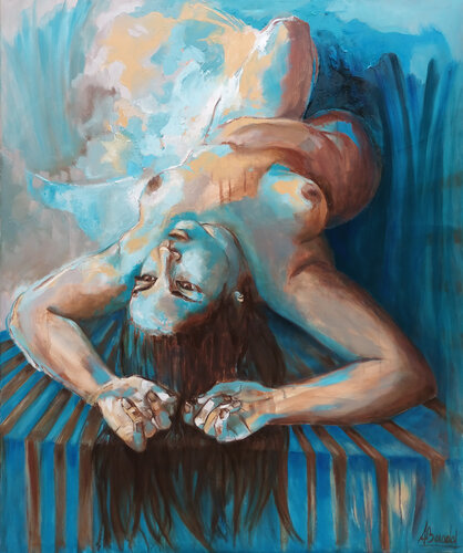 Mientras el mundo se cae / Alors que le monde s'effondre van Alicia Besada, Schilderij te koop op Singulart