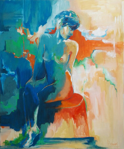 Posando con música / Posing with music / Posant avec de la musique di Alicia Besada, Pittura in vendita su Singulart