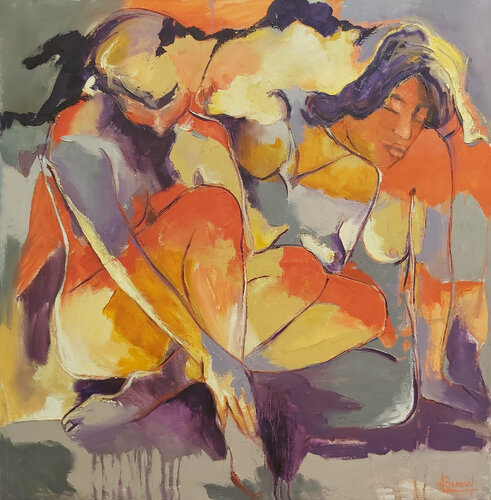 Tres amigas / Three friends / Trois amis von Alicia Besada, Malerei kaufen auf Singulart