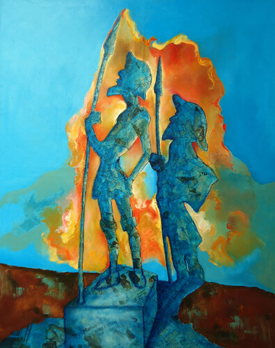 Don Quijote y su sombra / Don Quixote and his shadow / Don Quichotte et son ombre di Alicia Besada, Pittura in vendita su Singulart
