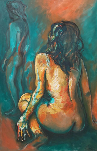 Dejame explicarte / Let me explain / Laisse-moi t'expliquer van Alicia Besada, Schilderij te koop op Singulart