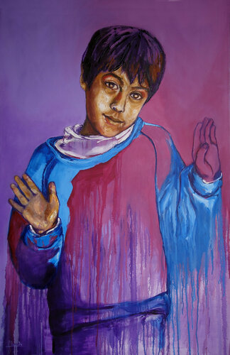 Yo no fui, mami / It was not me, mommy / Je ne l'ai pas fait maman van Alicia Besada, Schilderij te koop op Singulart
