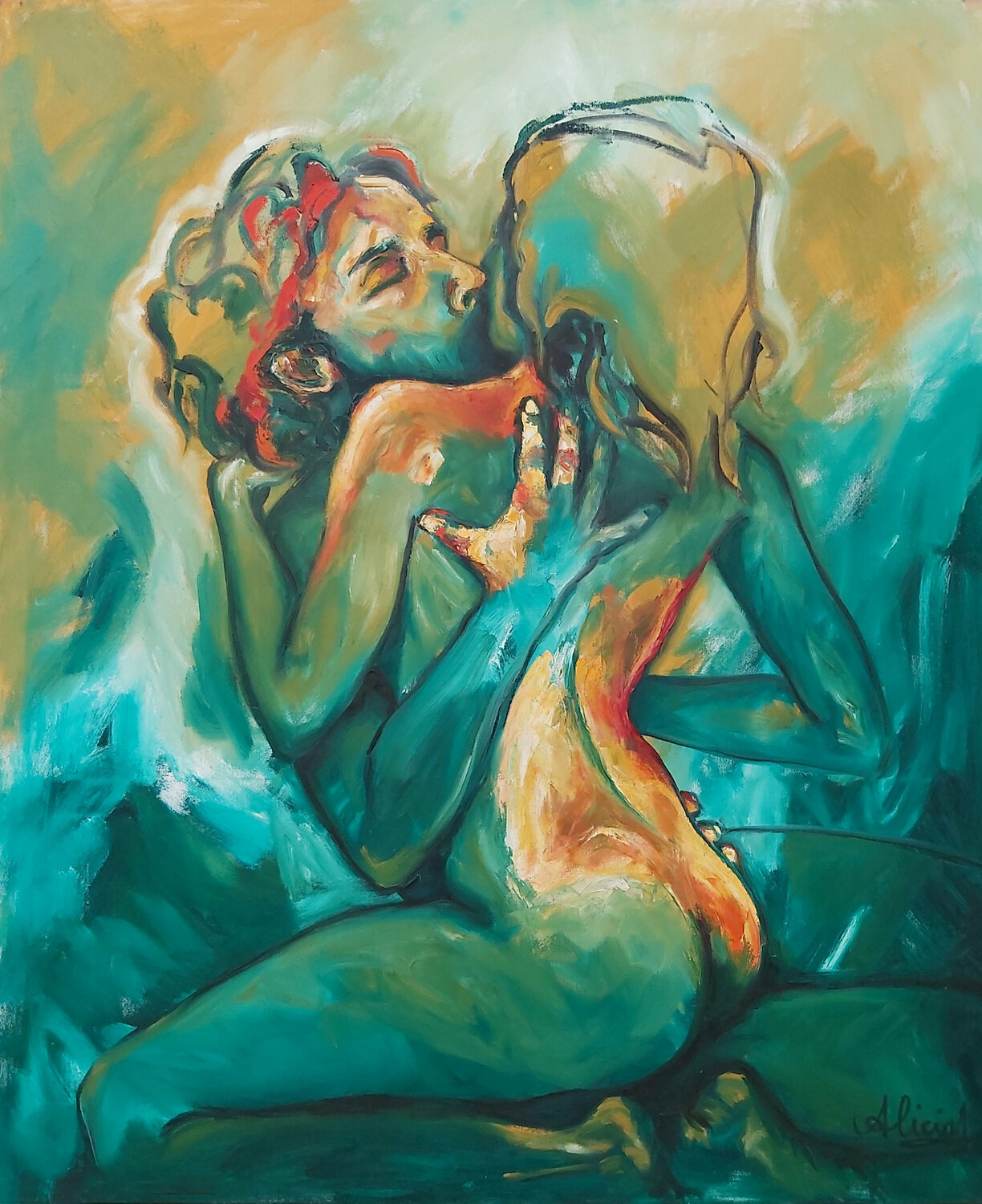 El infierno es verde / Hell is green / L'enfer est vert Alicia Besada Originalgemälde zu verkaufen