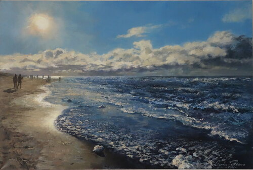North Sea, New years day 2021. von Larissa Abtova, Malerei kaufen auf Singulart