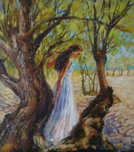 Girl on the beach van Larissa Abtova, Schilderij te koop op Singulart