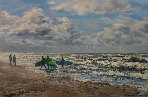 North Sea Surfers II von Larissa Abtova, Malerei kaufen auf Singulart
