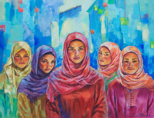 Girls of Chefchaouen von Larissa Abtova, Malerei kaufen auf Singulart
